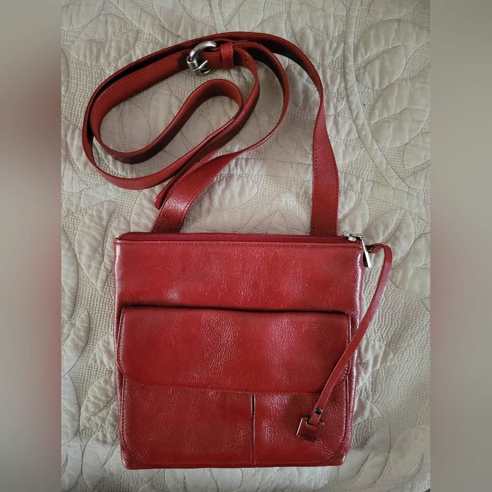 Vintage HOBO Leather Cross Body Bag Red